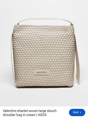 Valentino Cream Woven Hobo Bag large